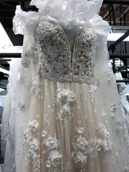 Beaded wedding gown expertly cleaned